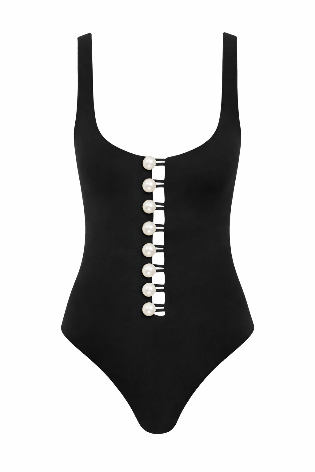 Faux-Pearl Button Embellished Be Happy - Black