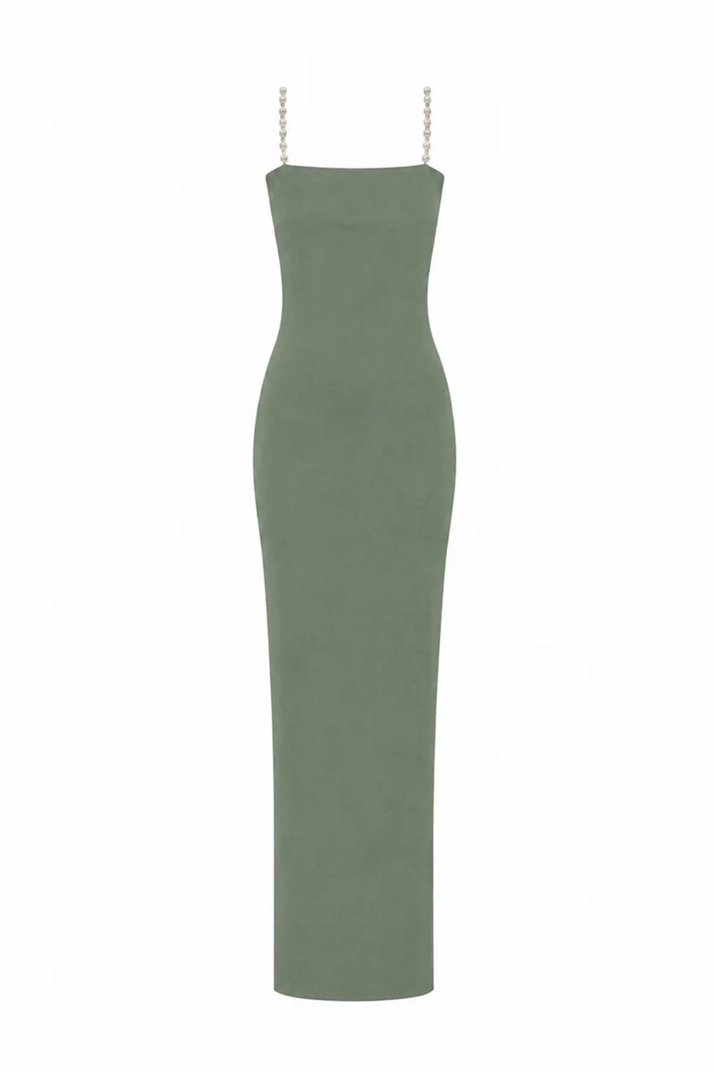 Faux-Pearl Embellished Strapless Dress - Laurel Green