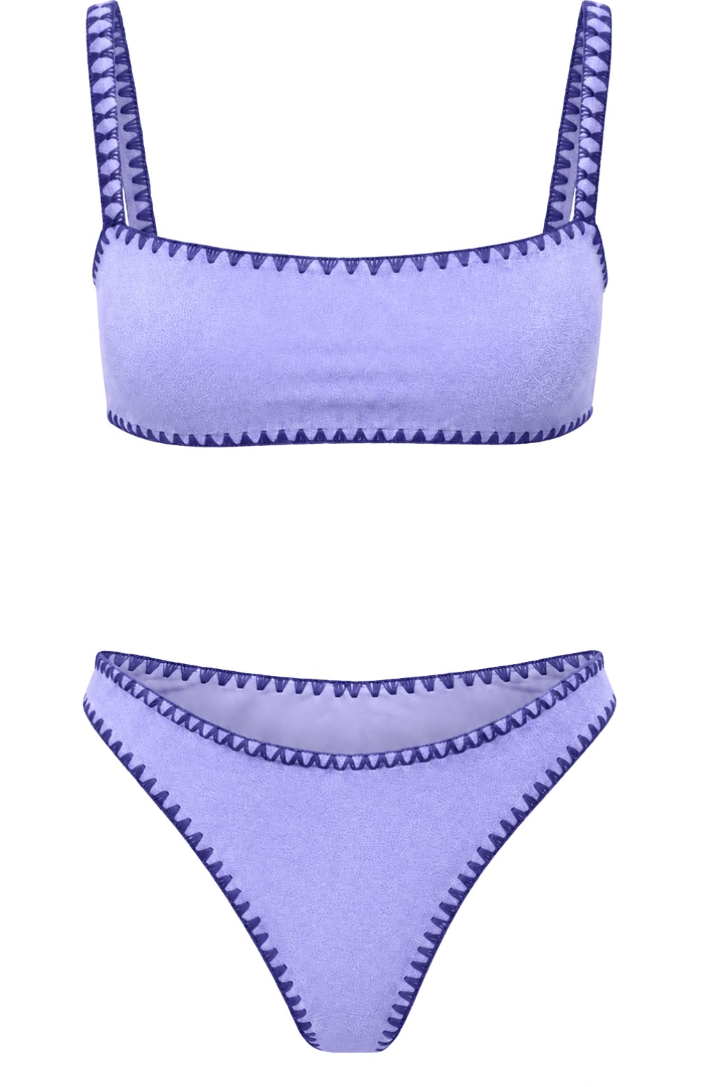 Meghan Hand-Embroidered Towel Bikini In Lilac
