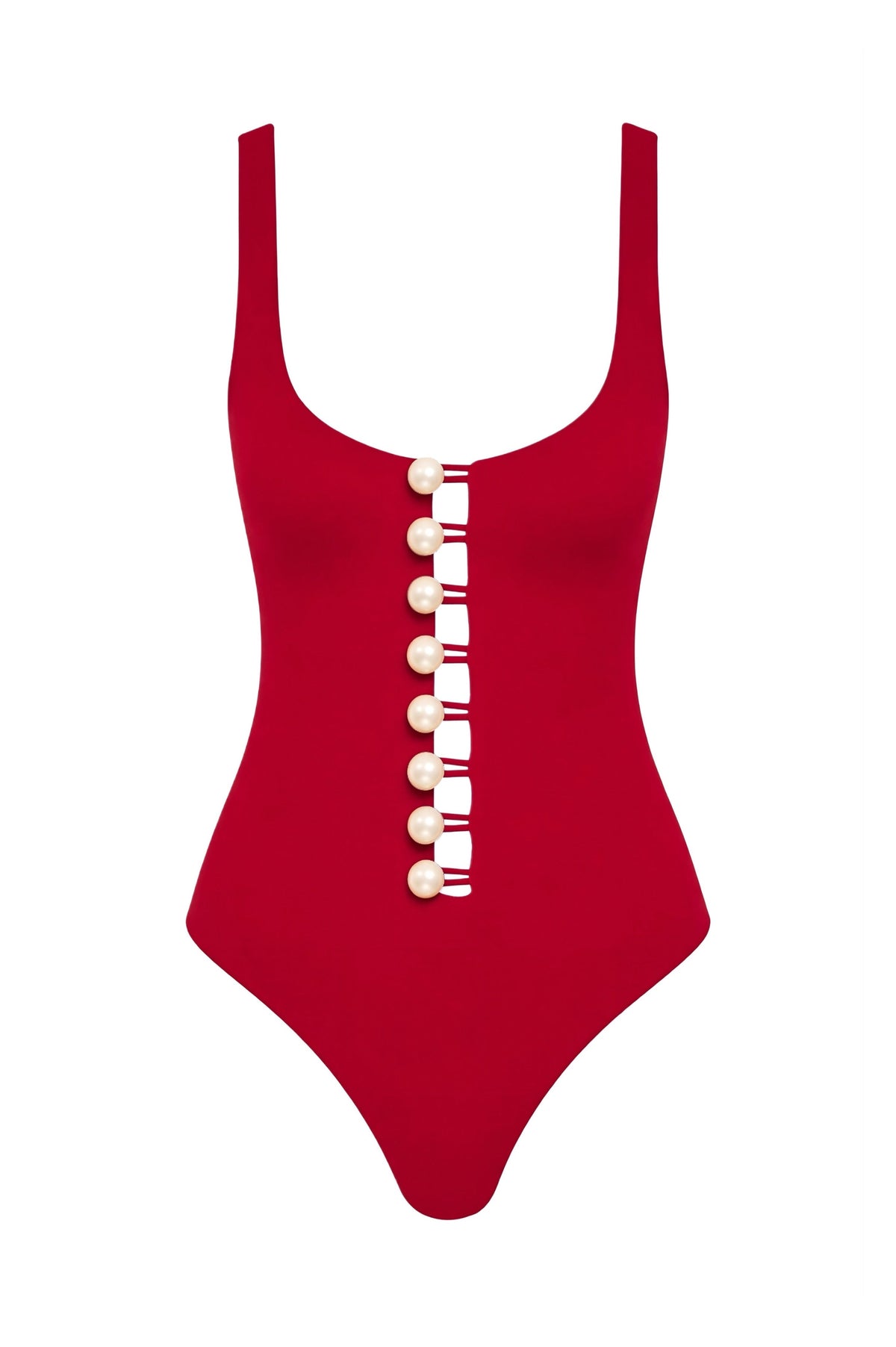 Faux-Pearl Button Embellished Be Happy - Red