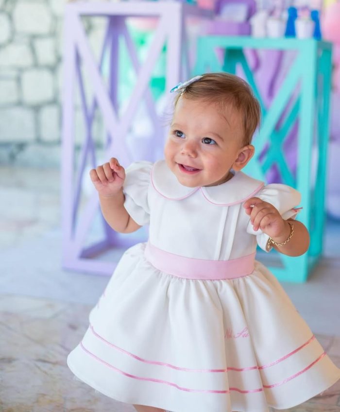 Pink Detail Ribbed Birthday Dress