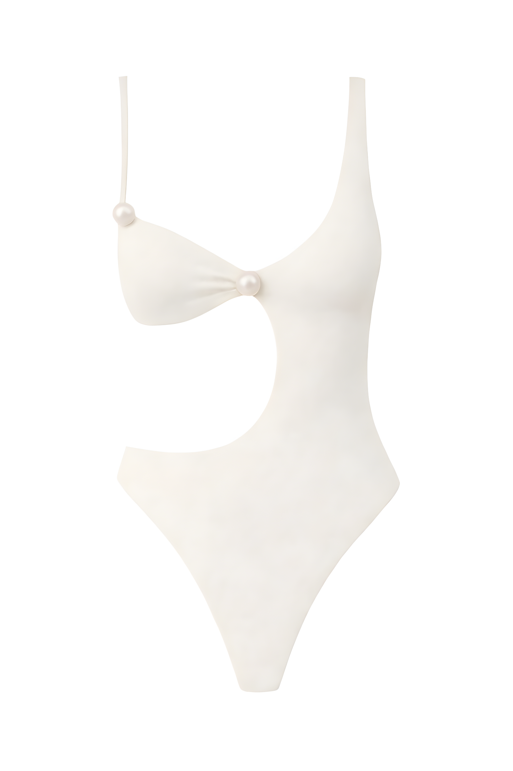 Faux-Pearl Cordelia Cut-Out Swimsuit - White