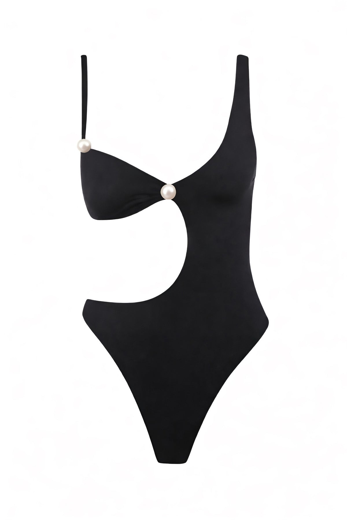 Faux-Pearl Cordelia Cut-Out Swimsuit - Black