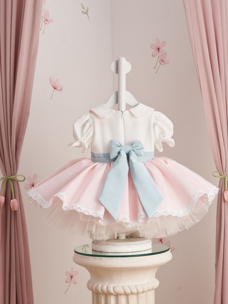 Embroidered Blue Pink Special Occasion Dress