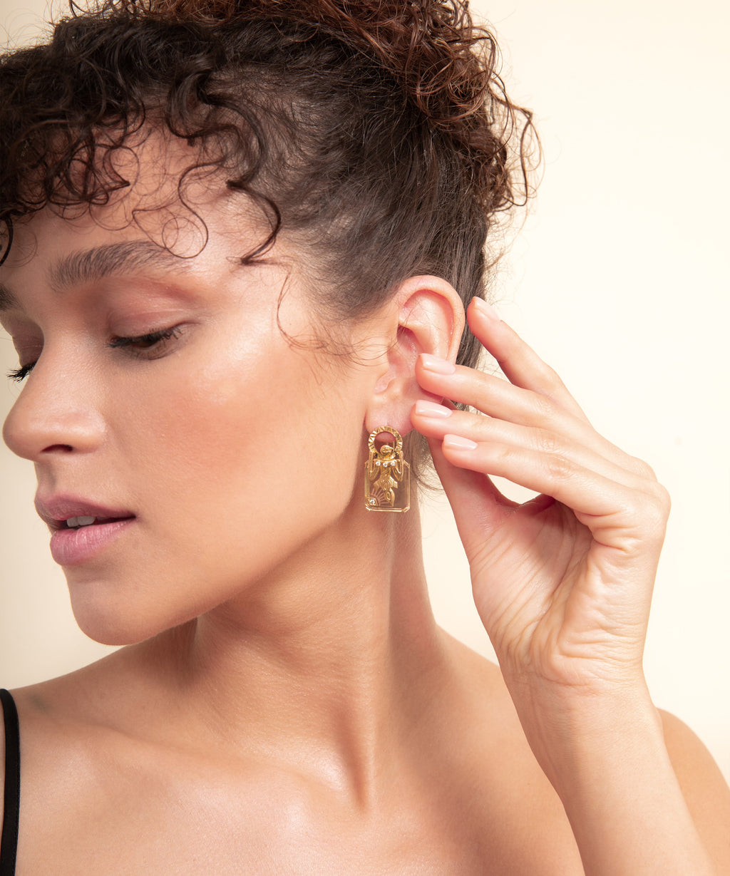 Birdman Crystal Gold Earrings - 2