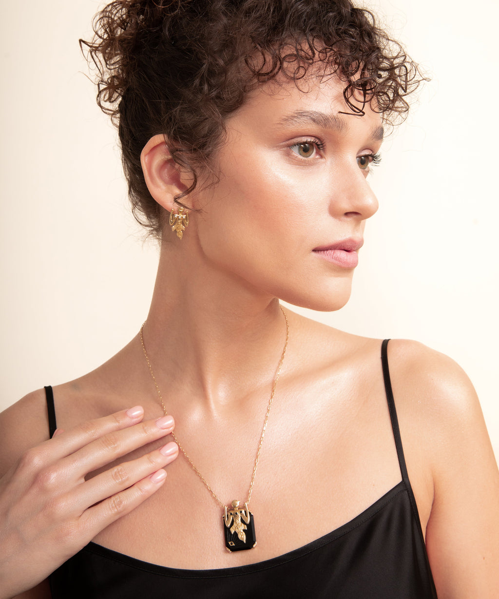 Birdman Onyx Gold Necklace - 4