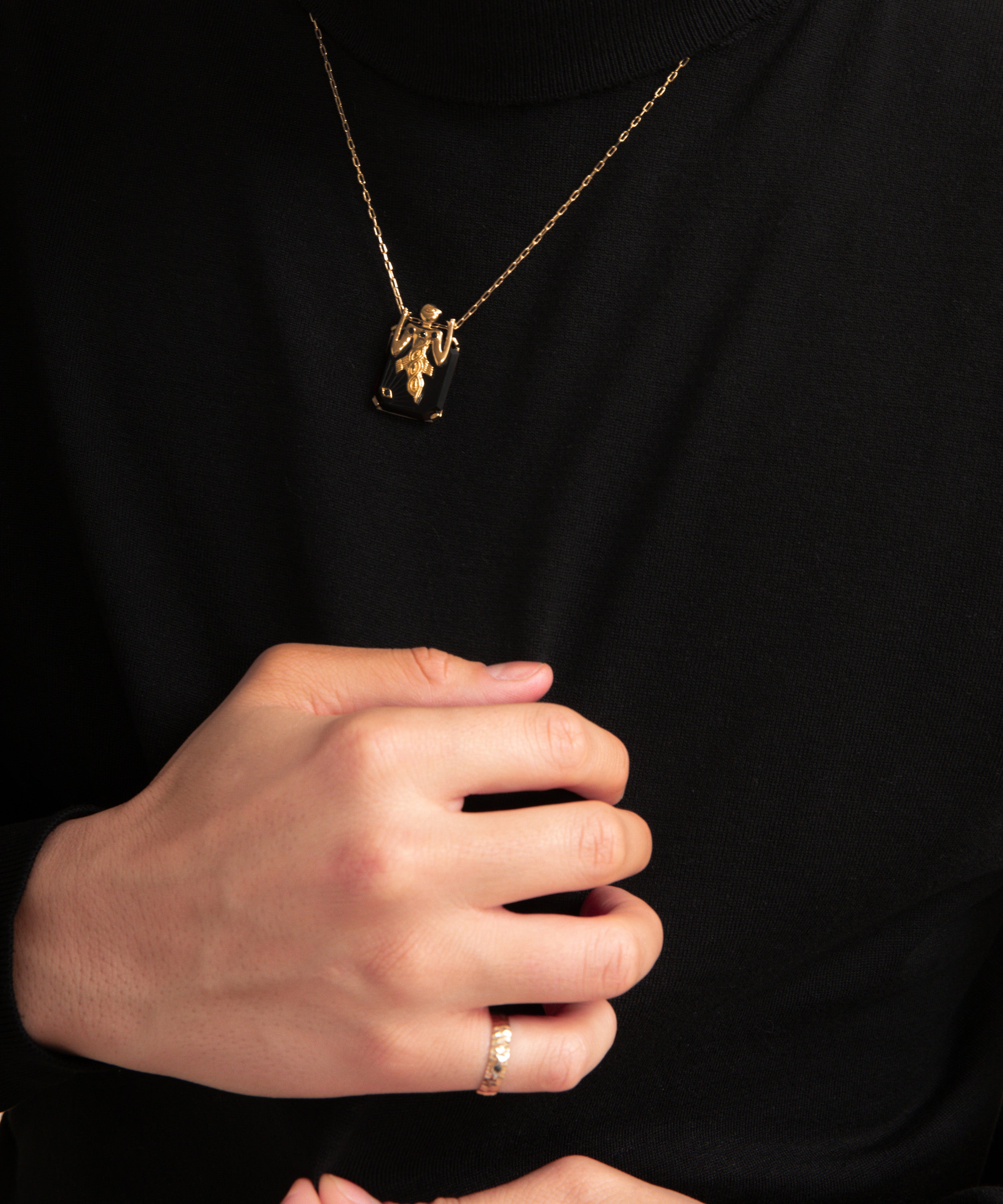 Birdman Onyx Gold Necklace - Men - 2