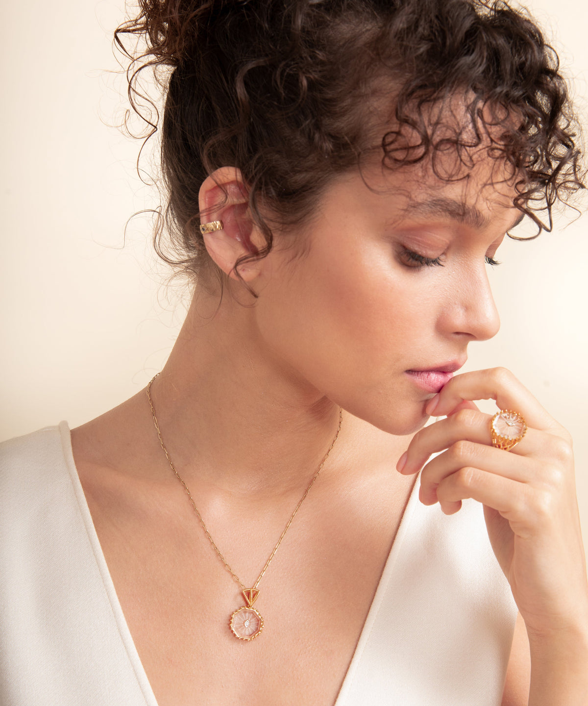 Serpent Crystal Gold Necklace - 3