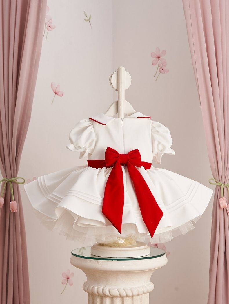 Cherry Embroidered White Birthday Dress