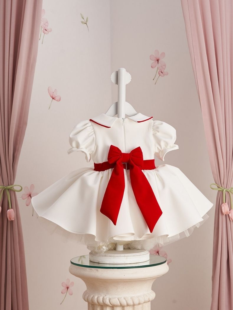 Cherry Embroidered White Special Occasion Dress