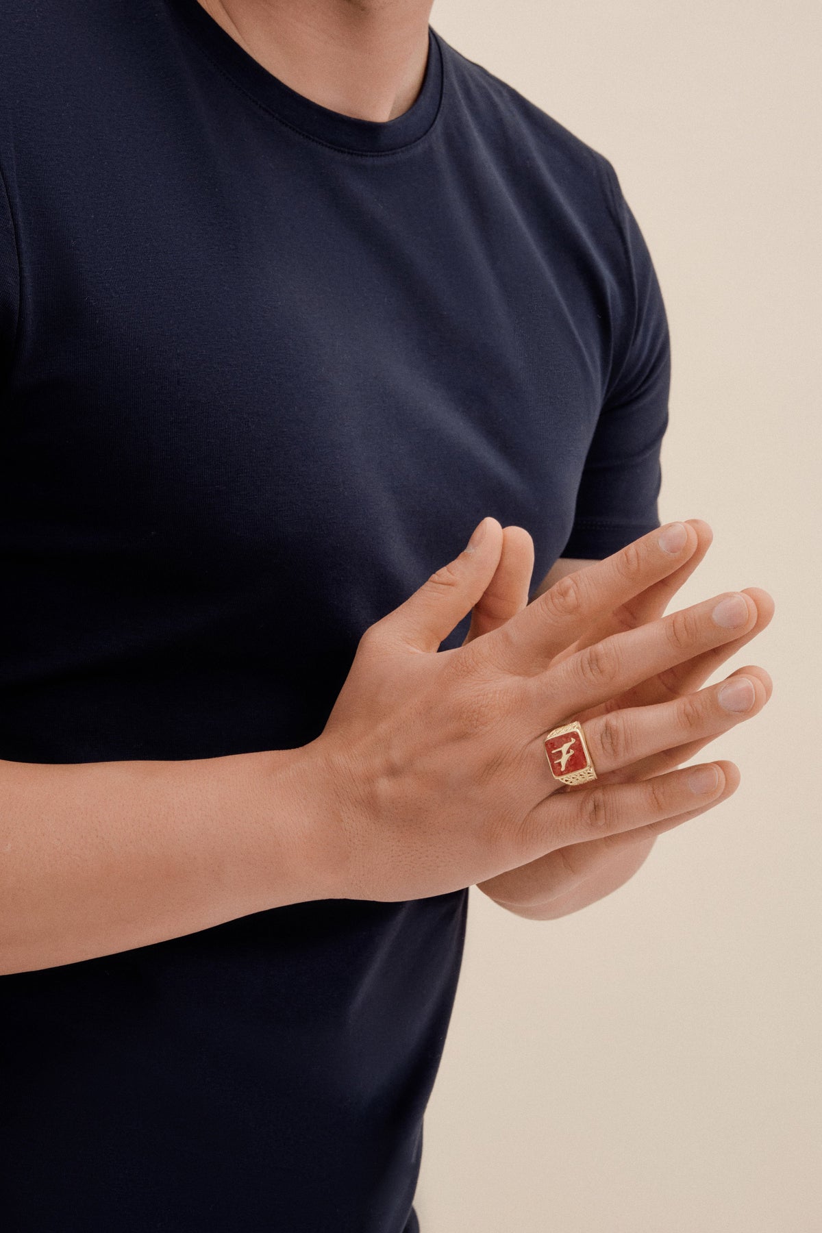 Coral Crane Filigree Ring - Men - 2