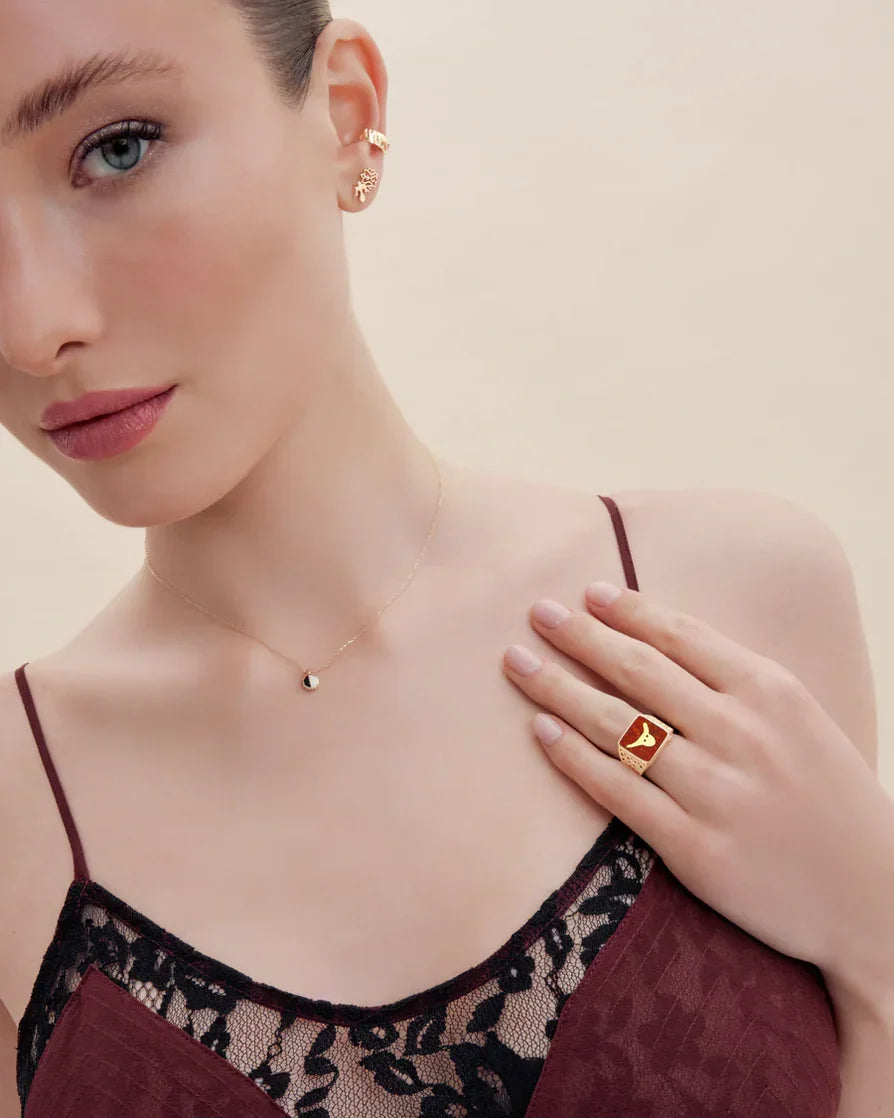 Coral Bull Filigree Ring Couple Set - 3