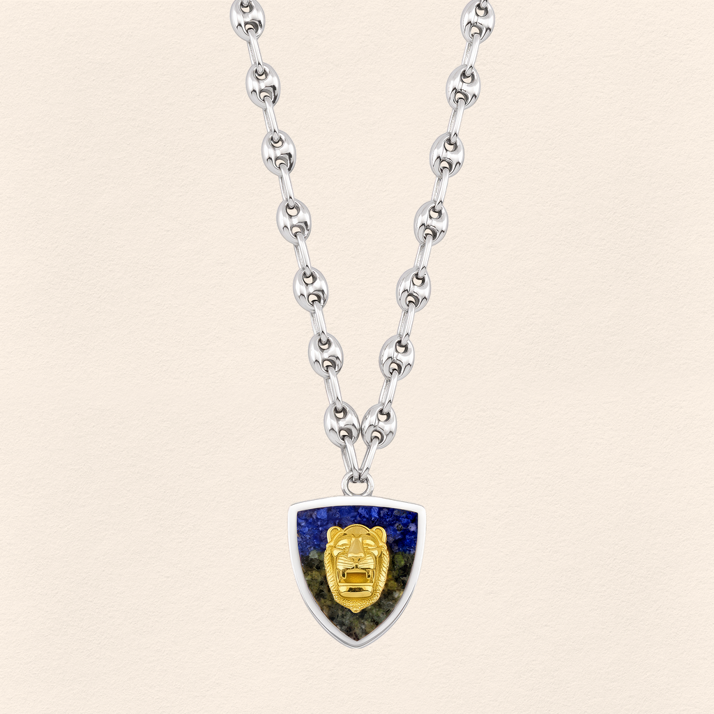 Assyrian Lion Lapis&Azurite Necklace