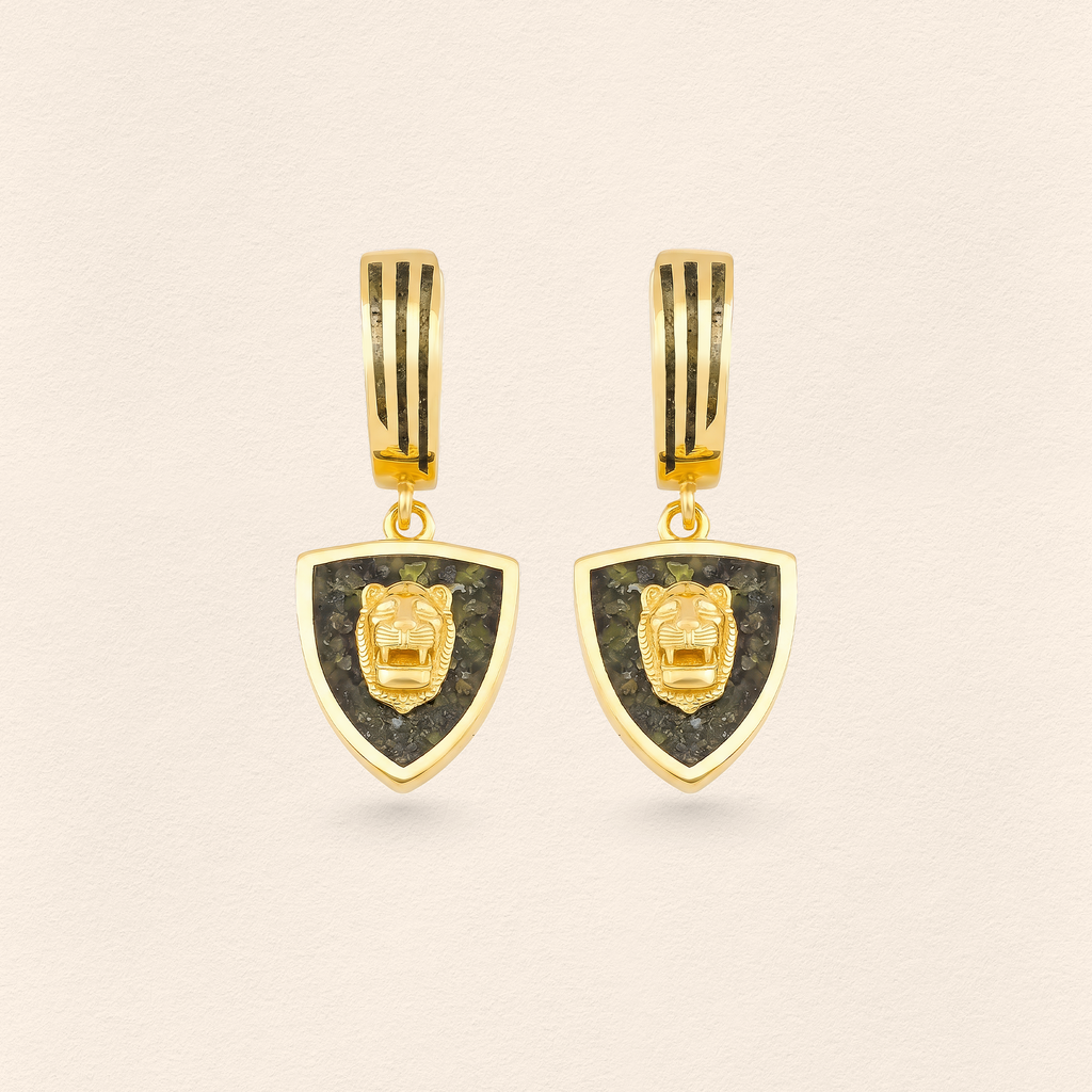 Assyrian Lion Azurite Earrings