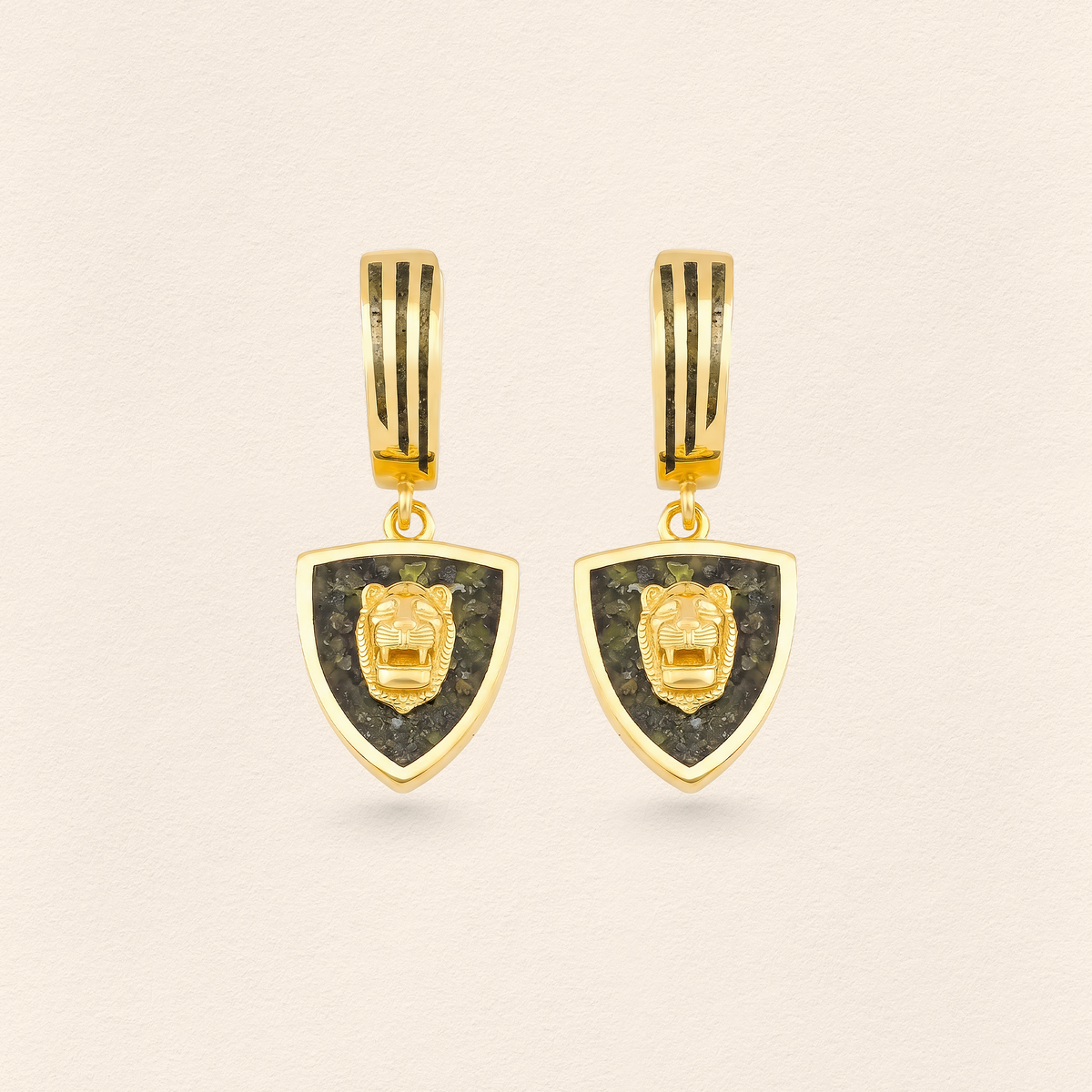 Assyrian Lion Azurite Earrings