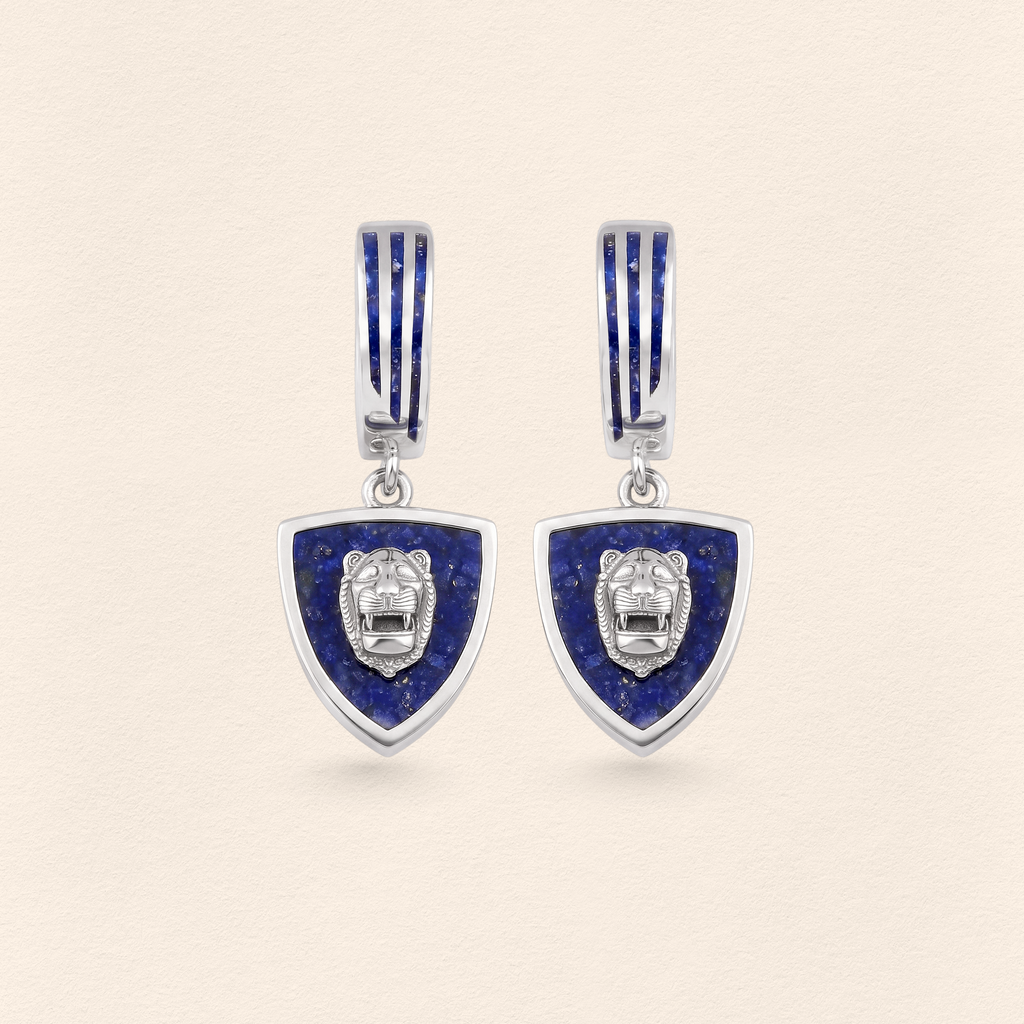 Assyrian Lion Lapis Earrings
