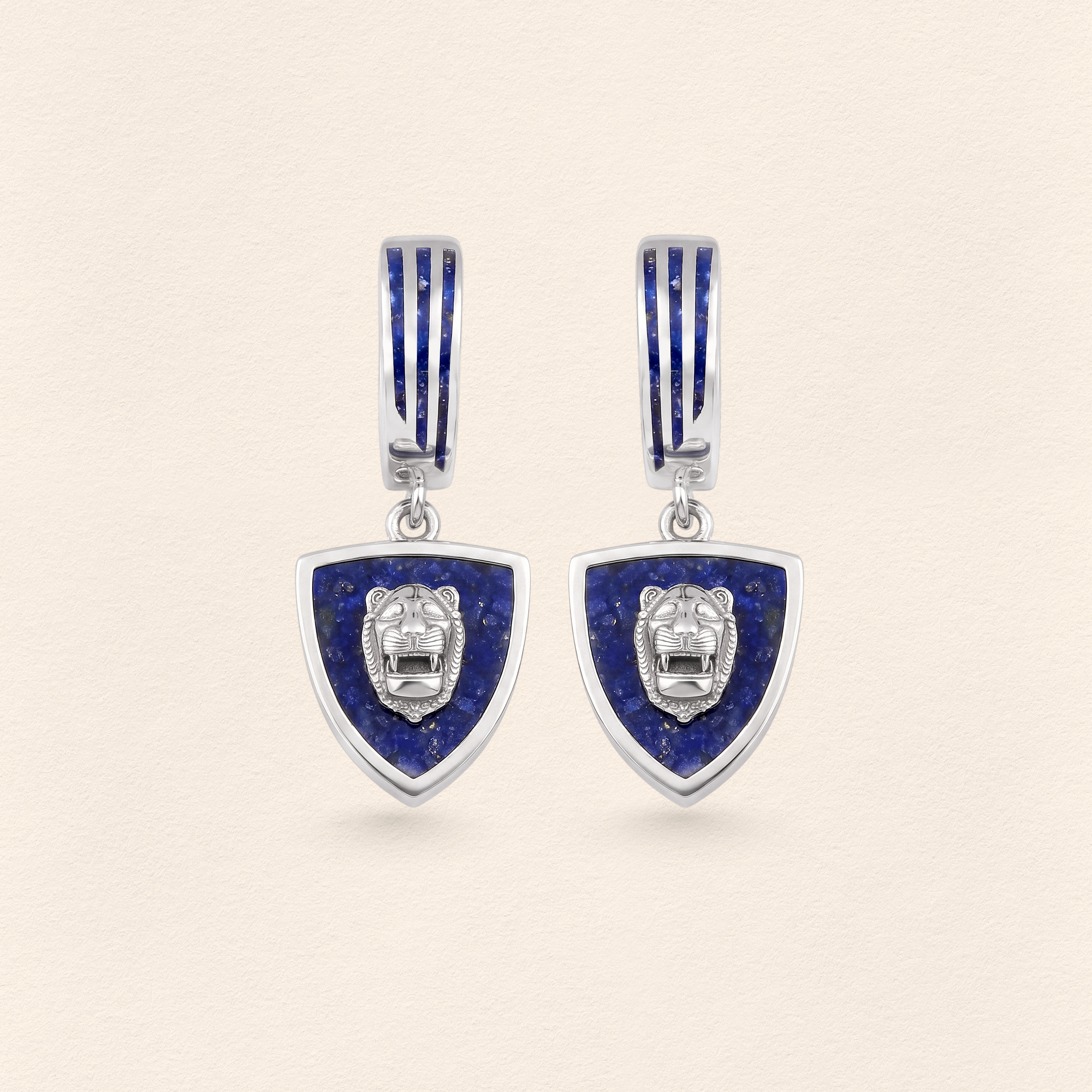 Assyrian Lion Lapis Earrings