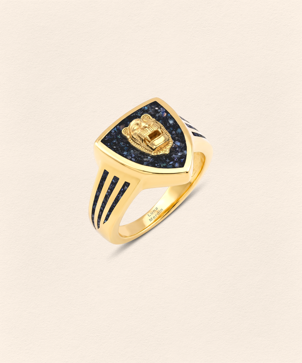 Assyrian Lion Black Pearl Ring - 2