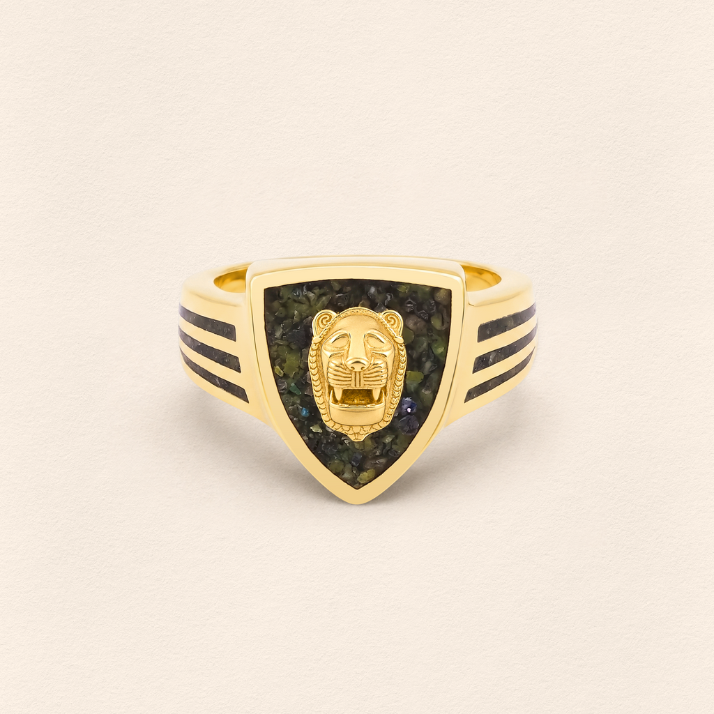 Assyrian Lion Azurite Ring