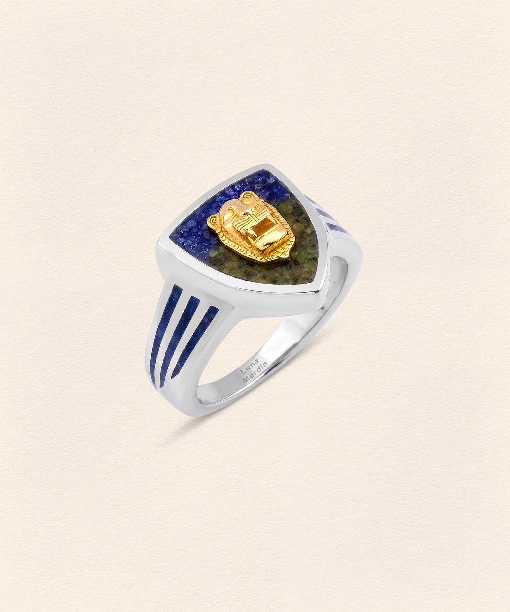Assyrian Lion Lapis&Azurite Ring - 2