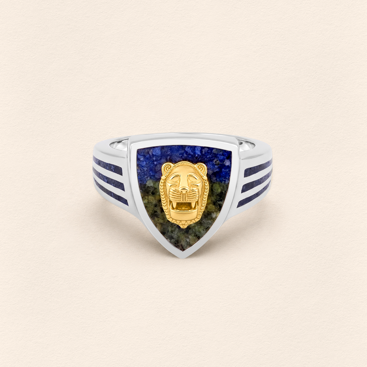Assyrian Lion Lapis&Azurite Ring