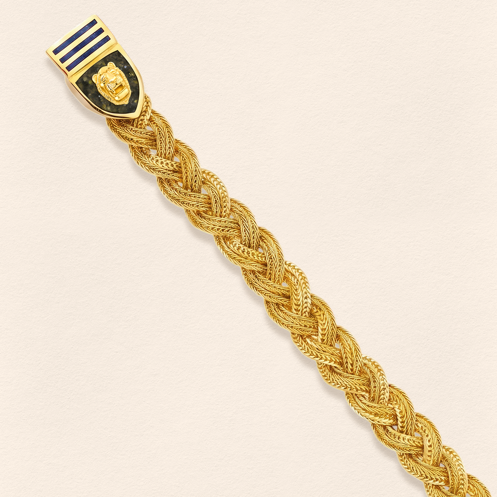 Assyrian Lion Lapis&Azurite Braided Bracelet