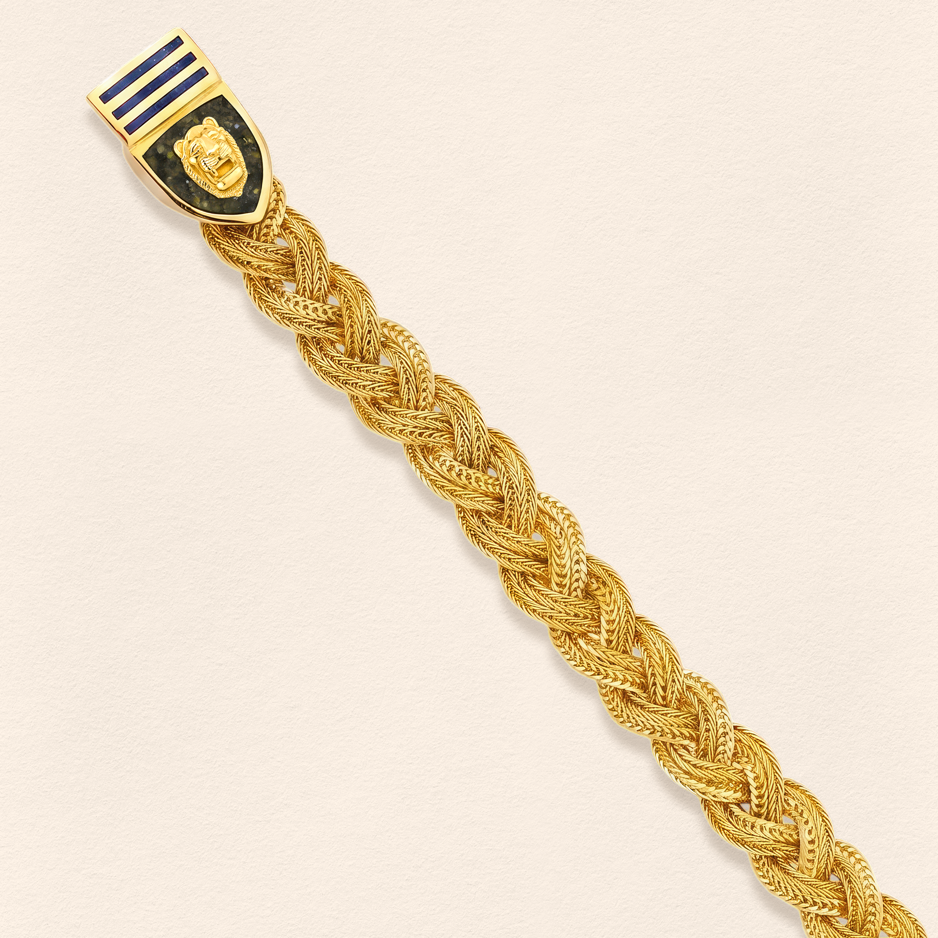 Assyrian Lion Lapis&Azurite Braided Bracelet