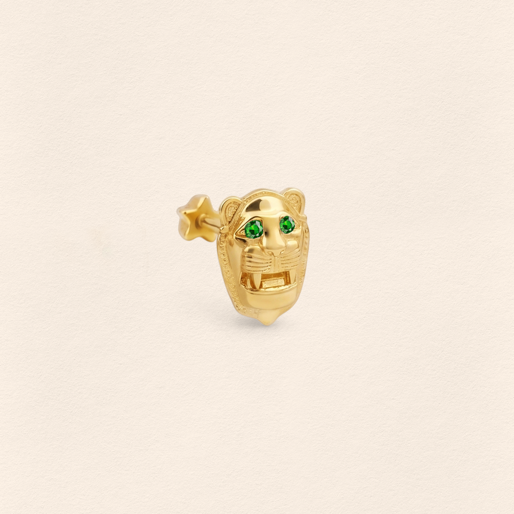 Assyrian Lion Emerald Piercing