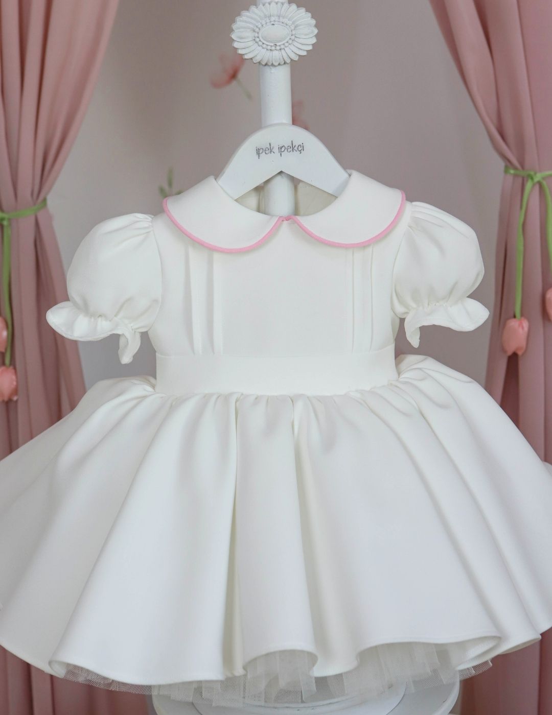 Pink Detail White Birthday Dress