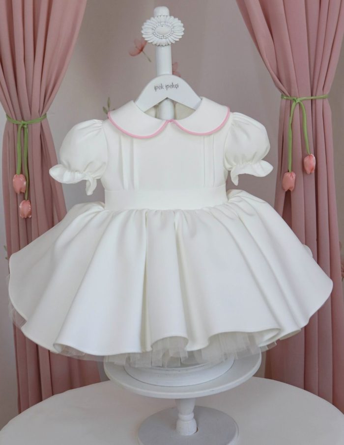 Pink Detail White Birthday Dress
