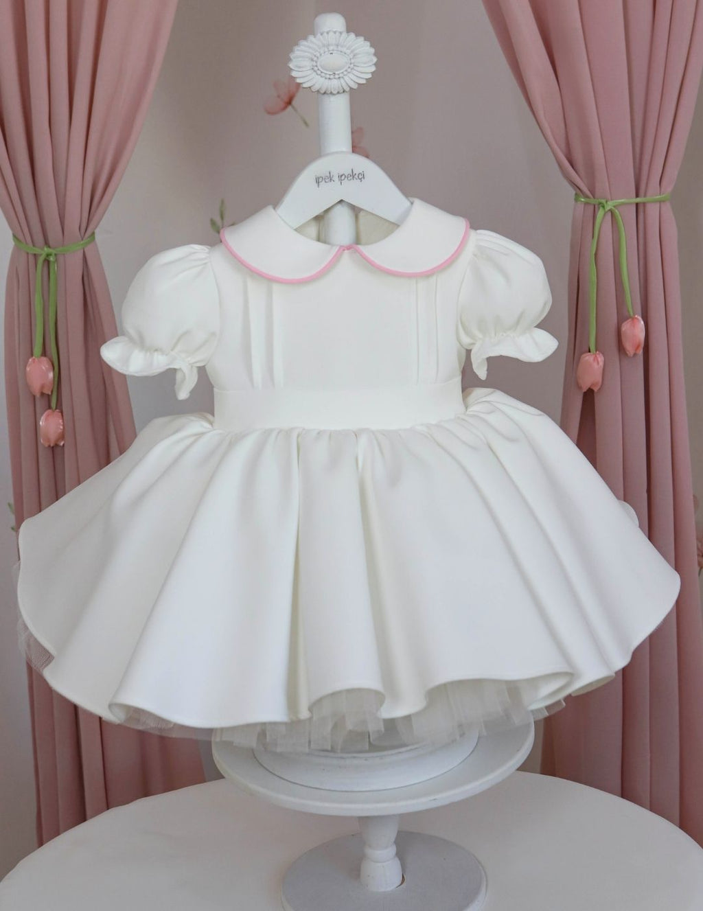 Pink Detail White Birthday Dress