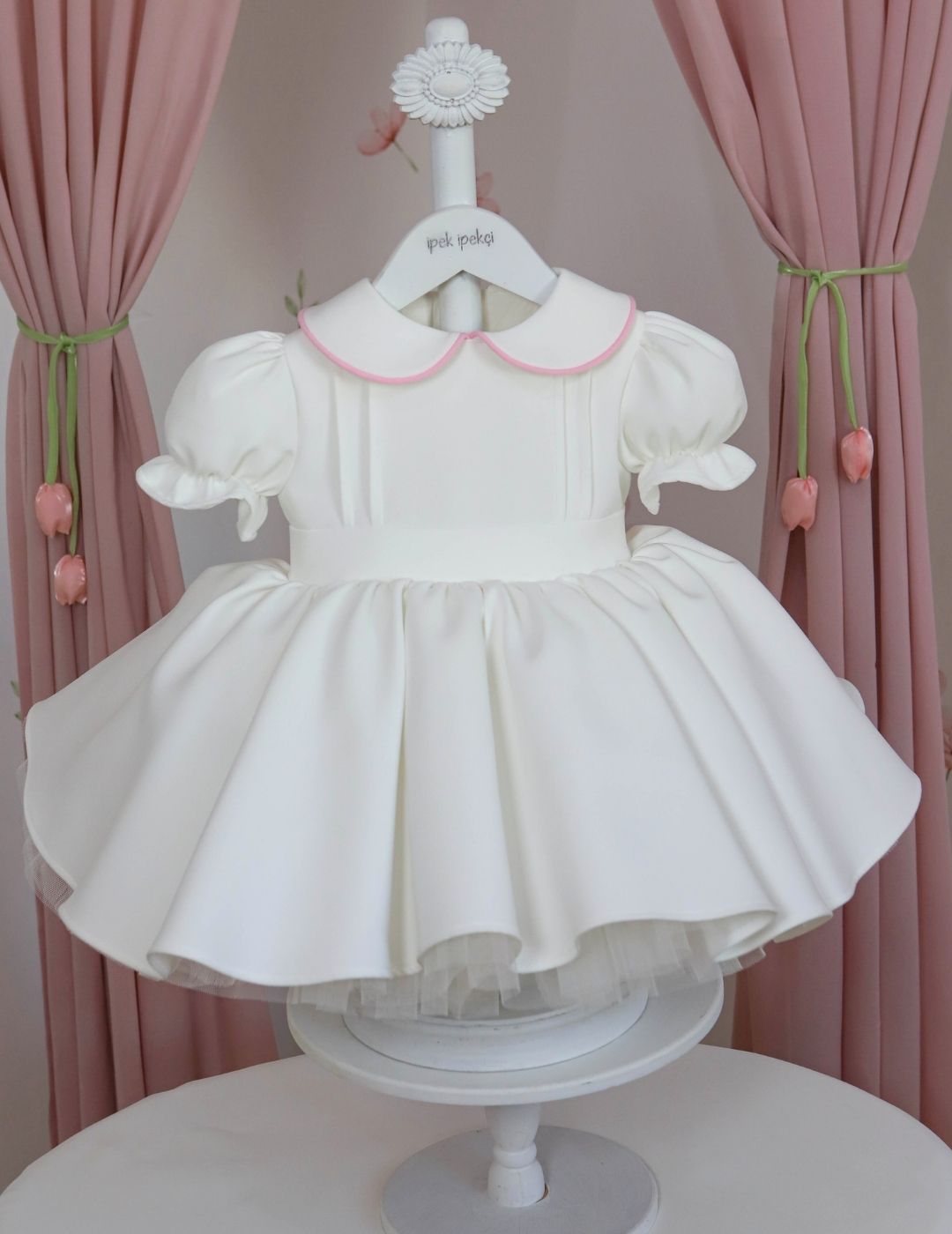 Pink Detail White Birthday Dress
