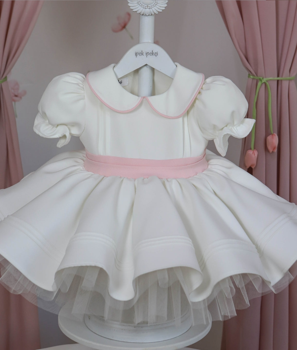 Pink Detail Ribbed Birthday Dress