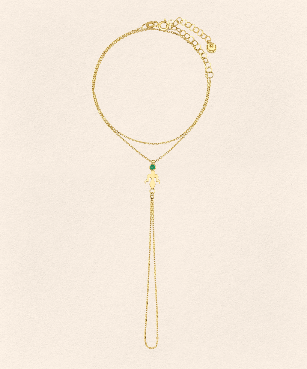 Alka Emerald Gold Finger Bracelet - 3