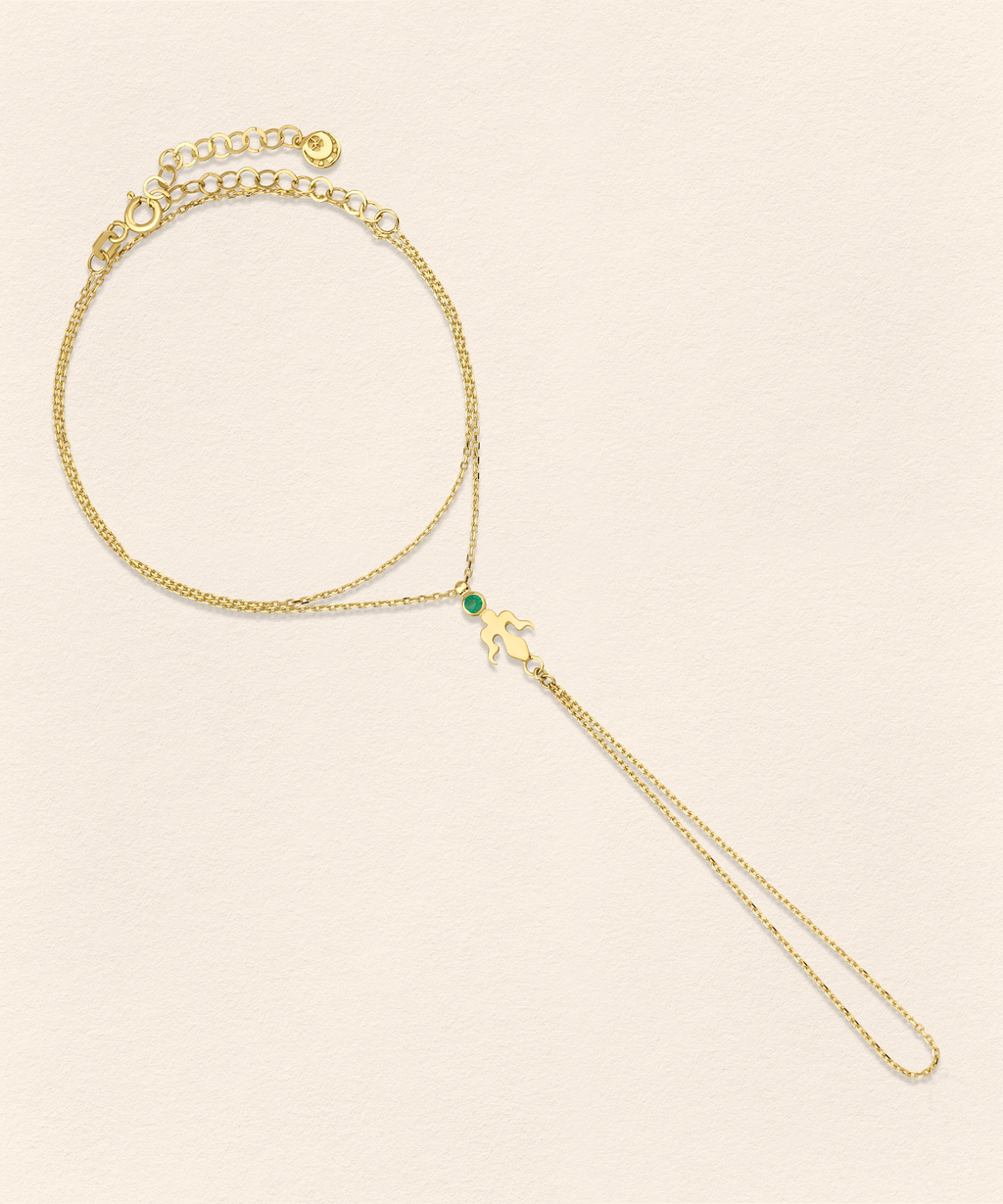 Alka Emerald Gold Finger Bracelet - 5