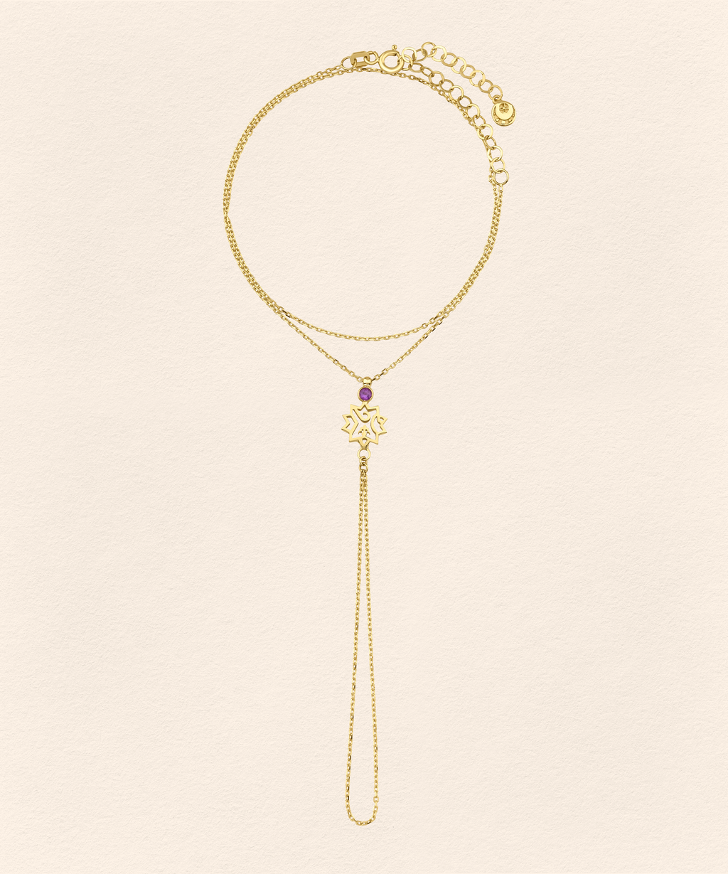 Adel Amethyst Gold Finger Bracelet - 3