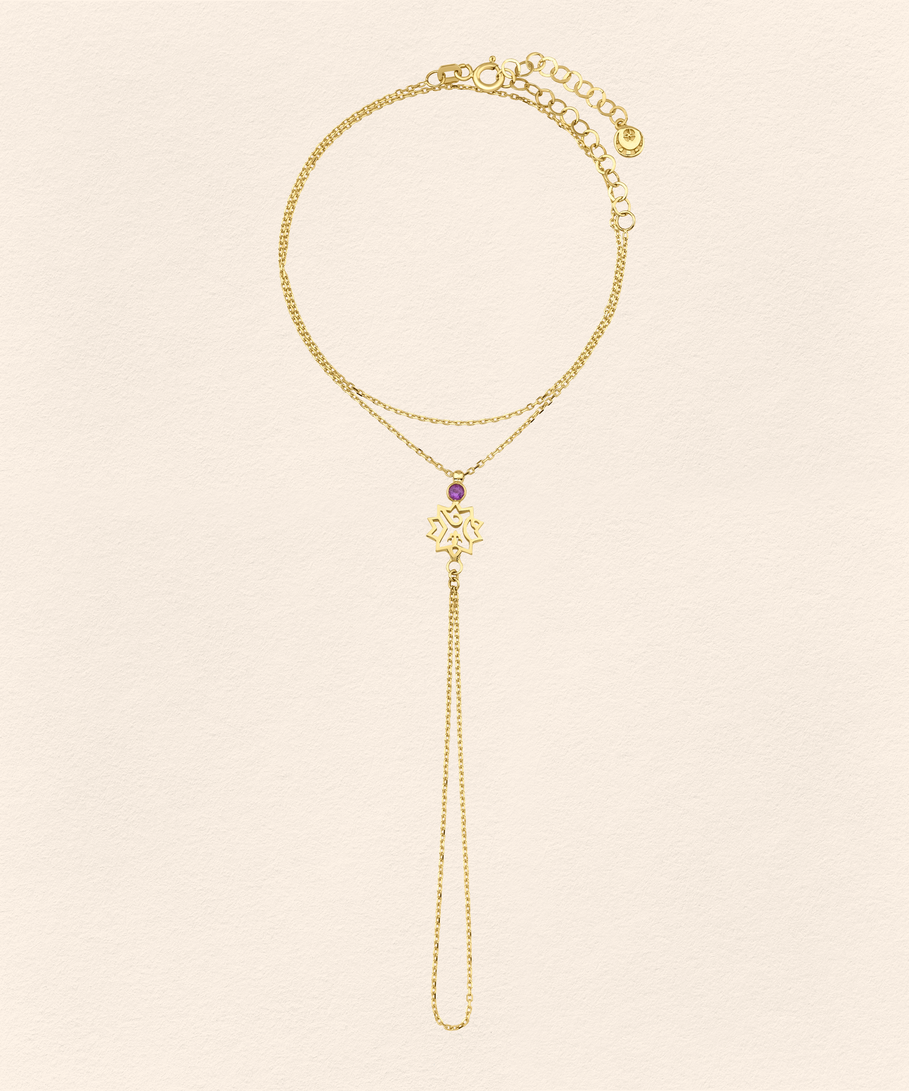 Adel Amethyst Gold Finger Bracelet - 3