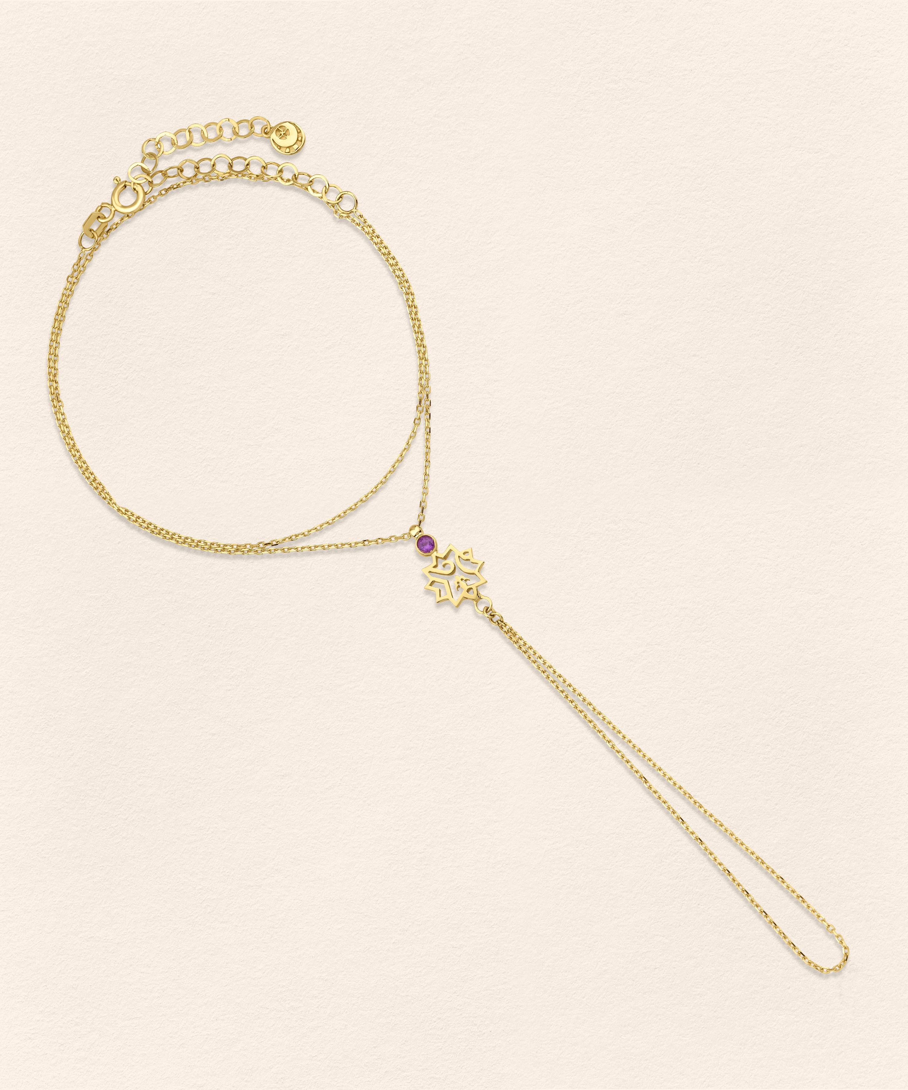 Adel Amethyst Gold Finger Bracelet - 5