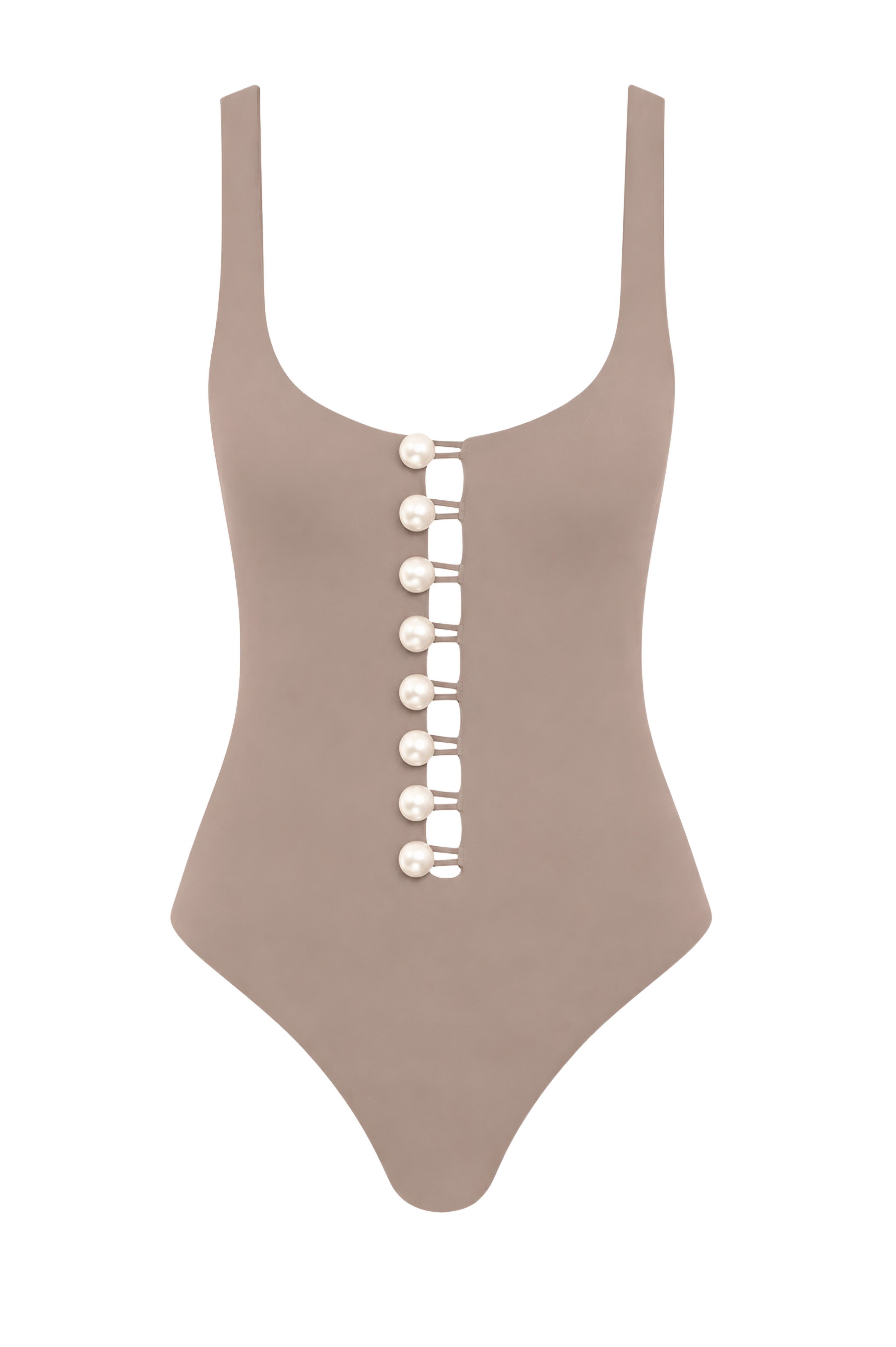 Faux-Pearl Button Embellished Be Happy - Mink