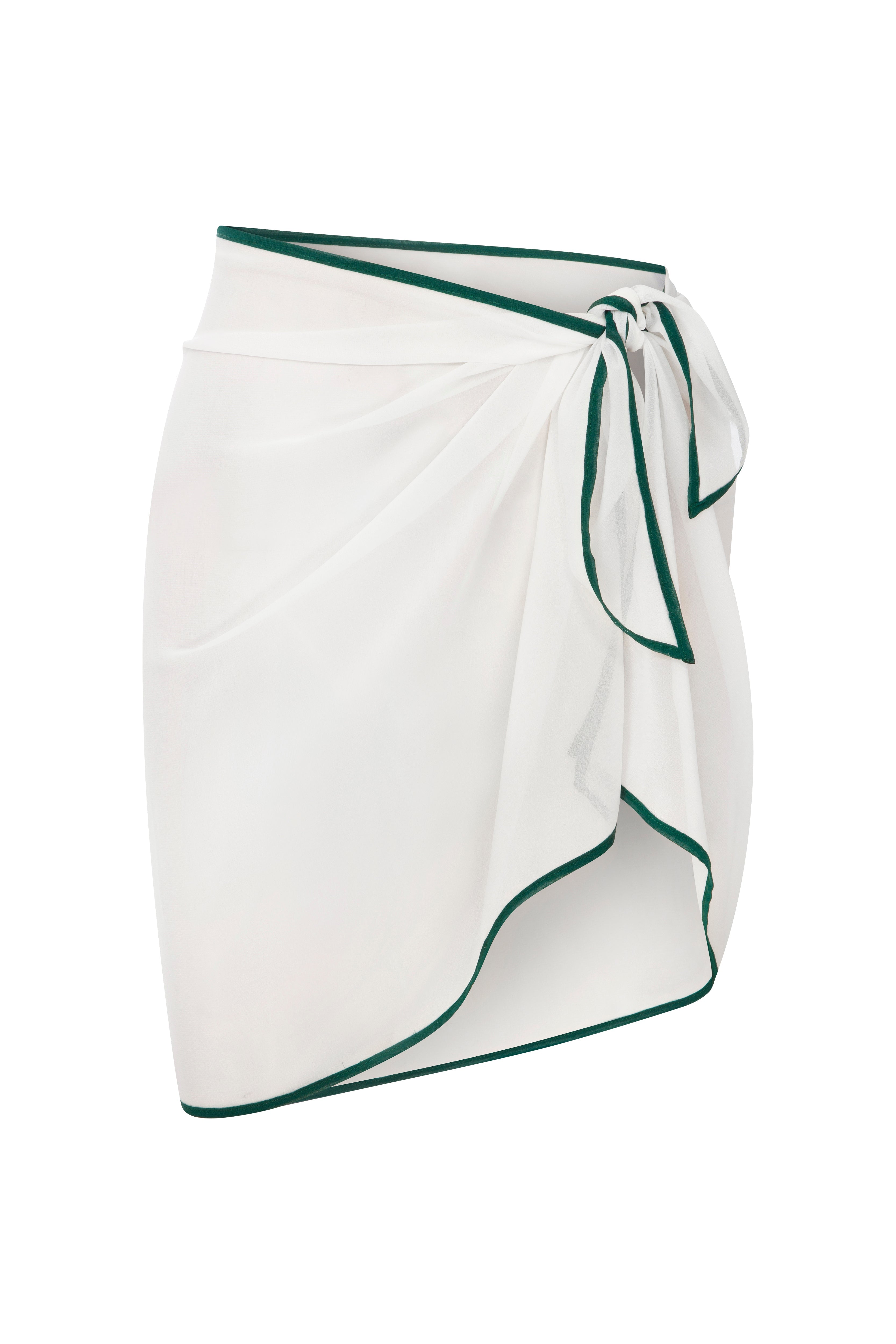 Contrast Trim Mini Pareo - White - Green