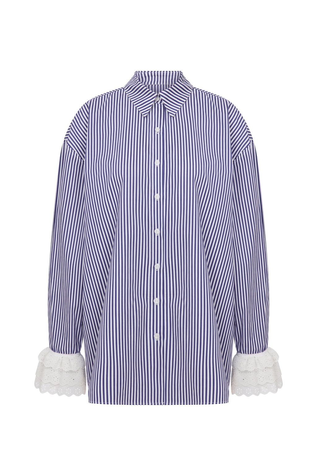 Contessa Striped Pajama Set With Lace Trim