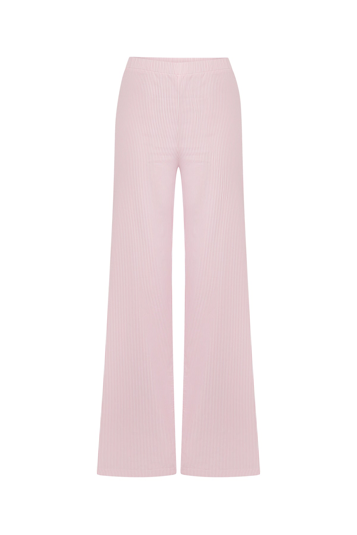 Peony Embroidered Collar Pink Striped Pajama Set - Pink