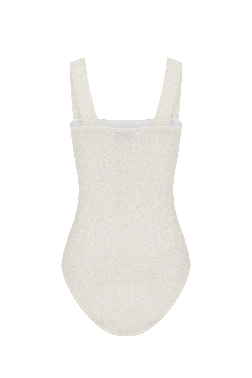 Faux-Pearl Button Embellished One-Piece - White