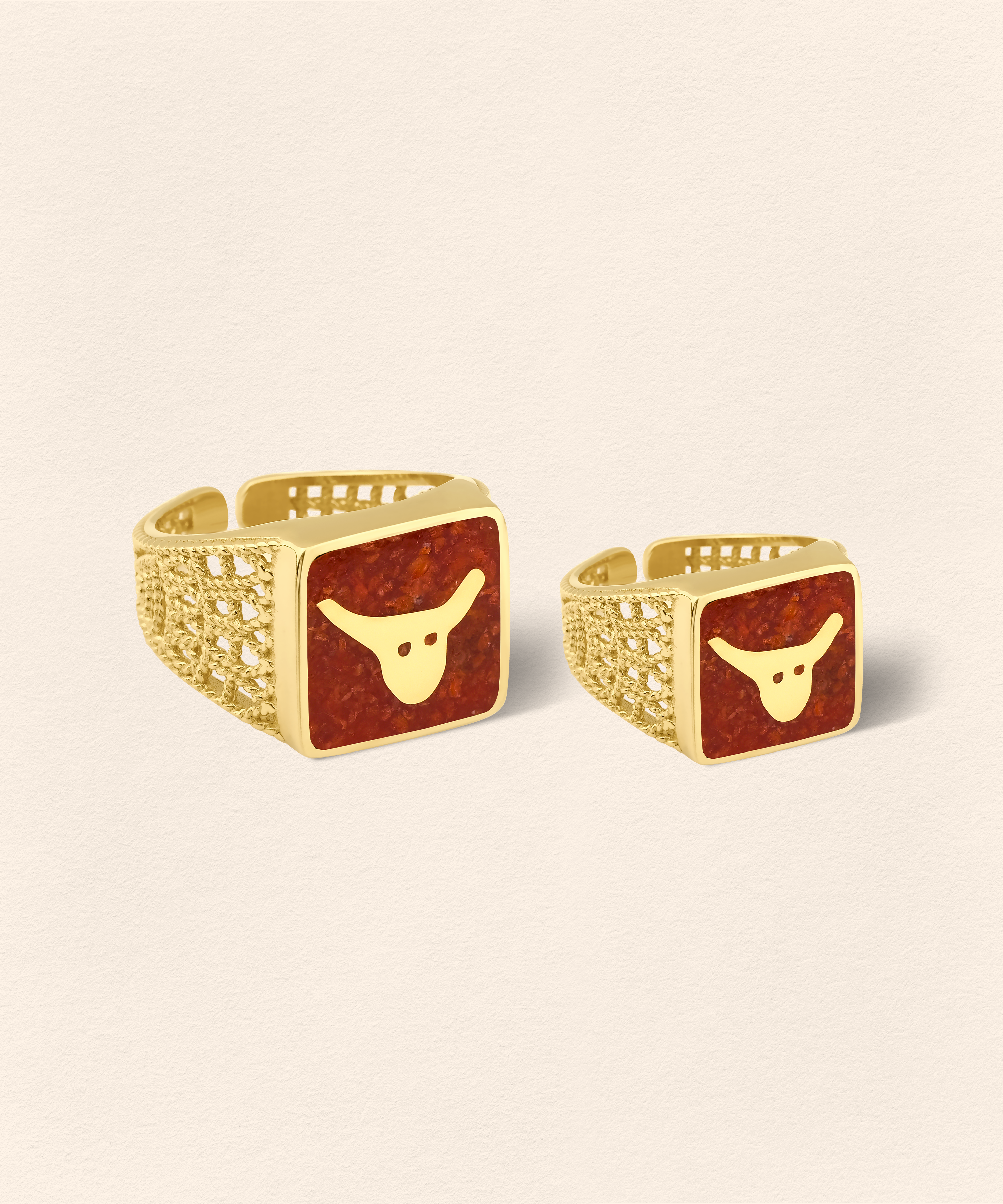 Coral Bull Filigree Ring - Men - 5
