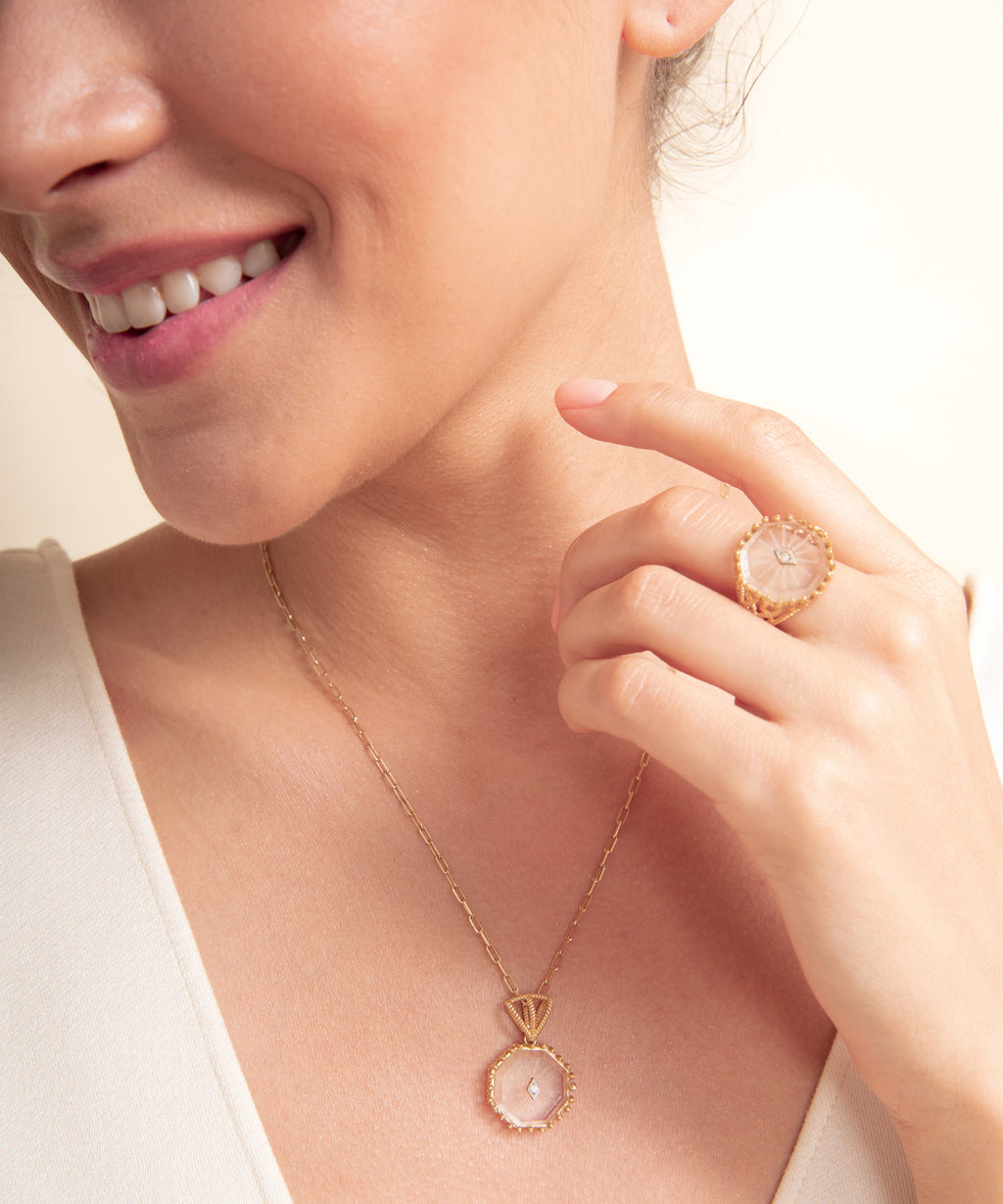 Serpent Crystal Filigree Gold Ring - 3