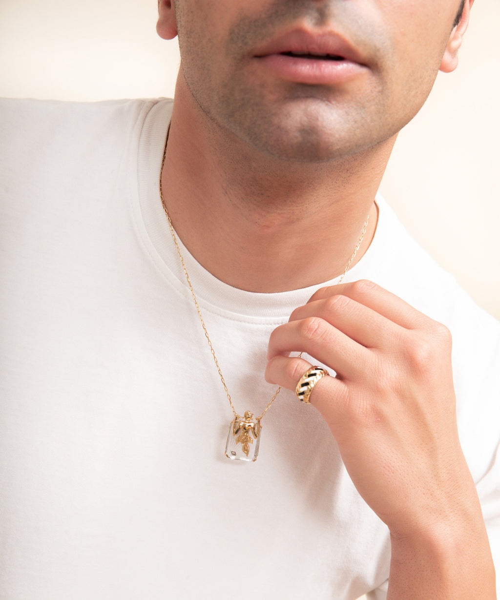 Birdman Crystal Gold Necklace - 6