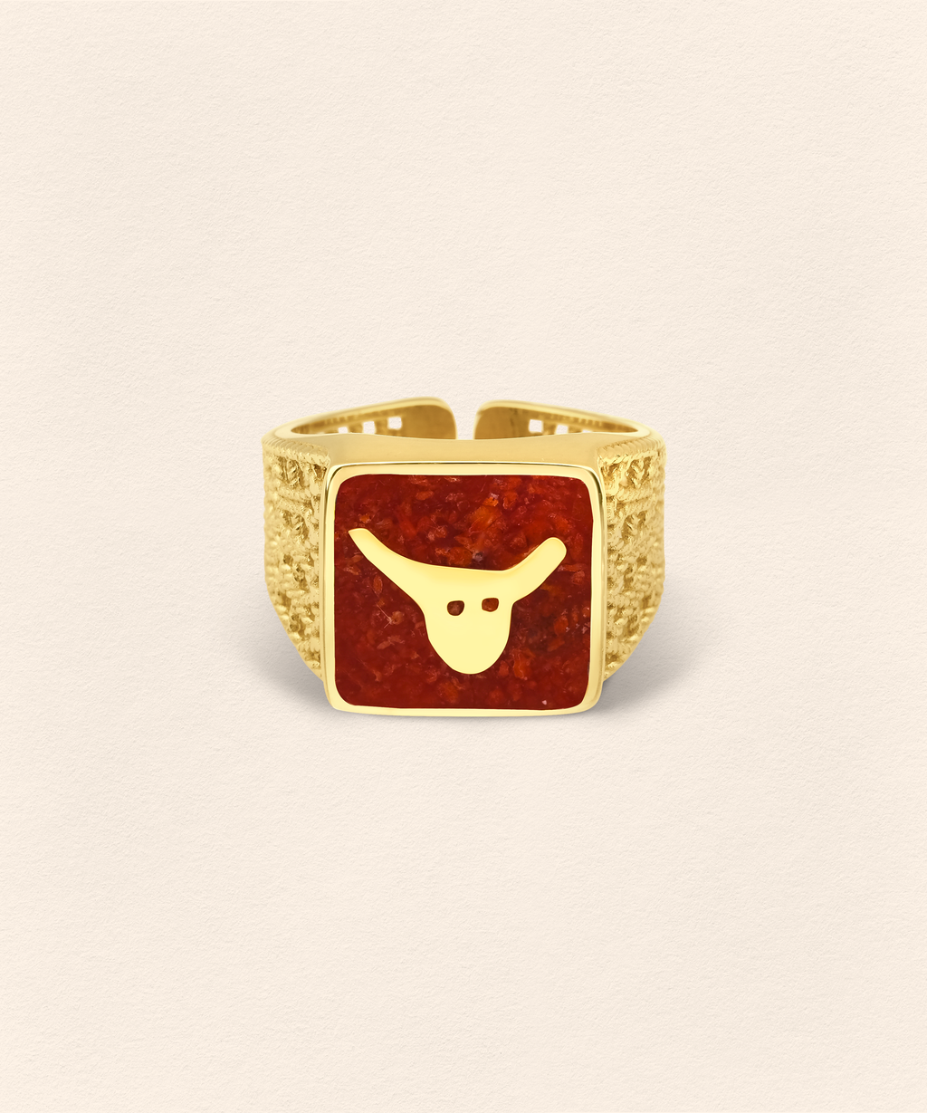 Coral Bull Filigree Ring Couple Set - 5