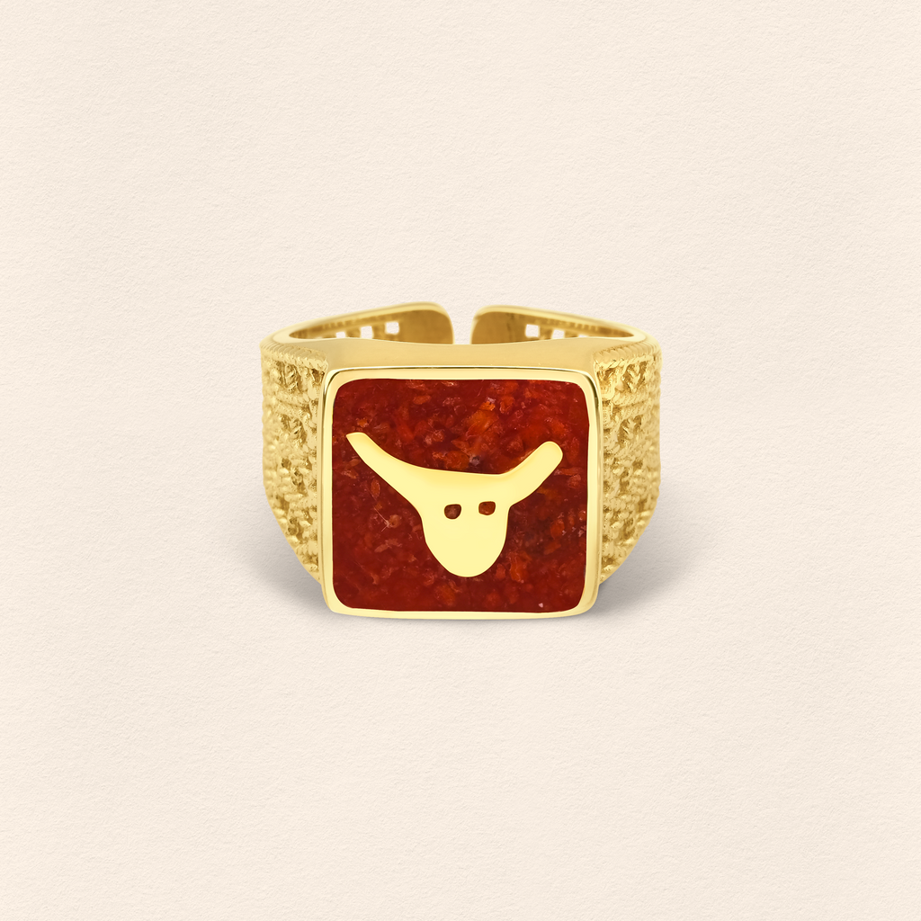 Coral Bull Filigree Unisex Ring