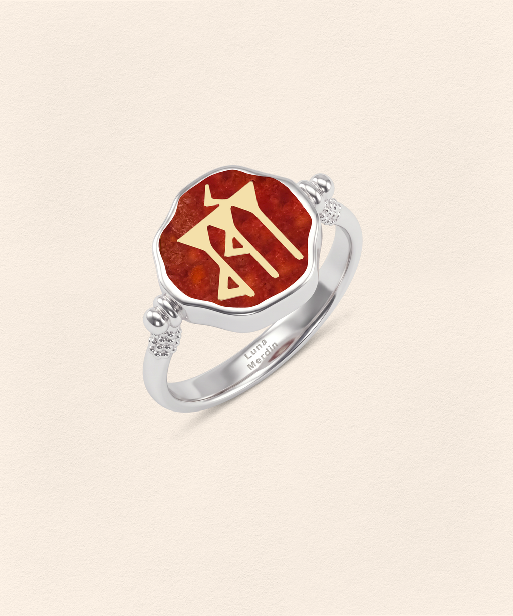 Sumerian Coral Love Small Ring - 3