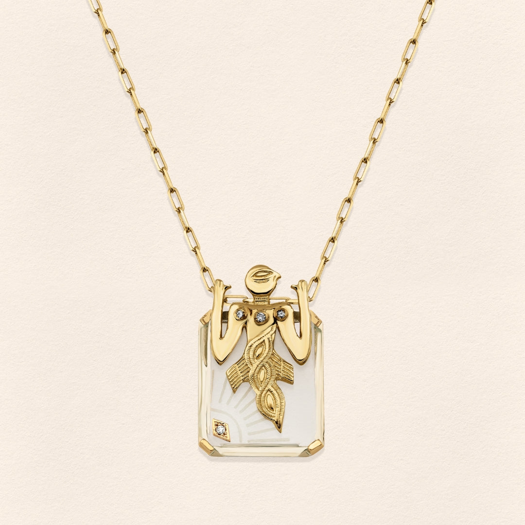 Birdman Crystal Gold Necklace - 3